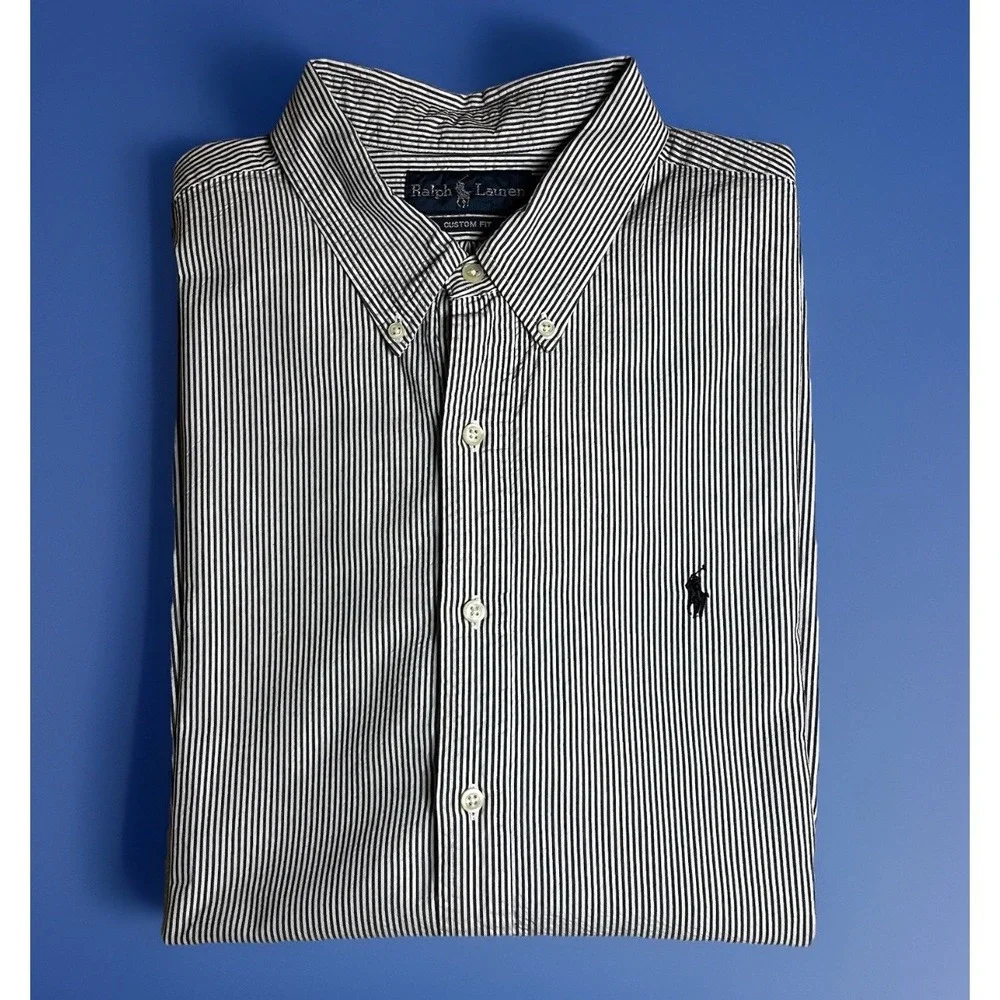Polo Ralph Lauren Men's Striped‎ Cotton Button-Down Shirt Pony Logo XXL